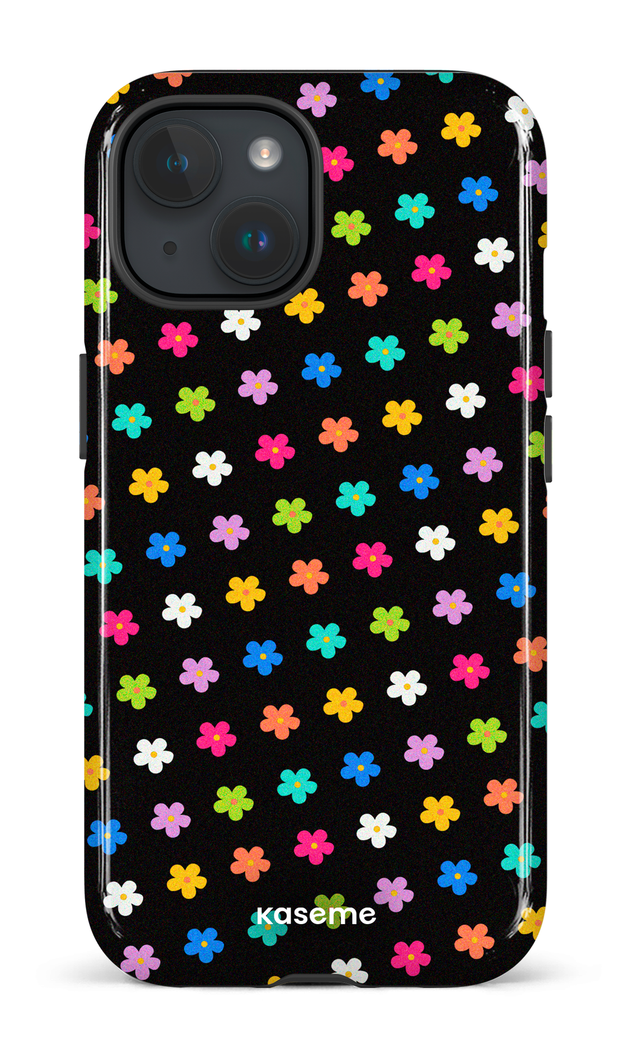 iPhone 15 Tough (Gloss) Joyful Flowers Black -