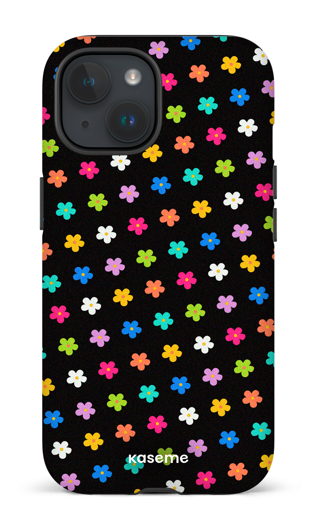 iPhone 15 Tough (Matte) Joyful Flowers Black -