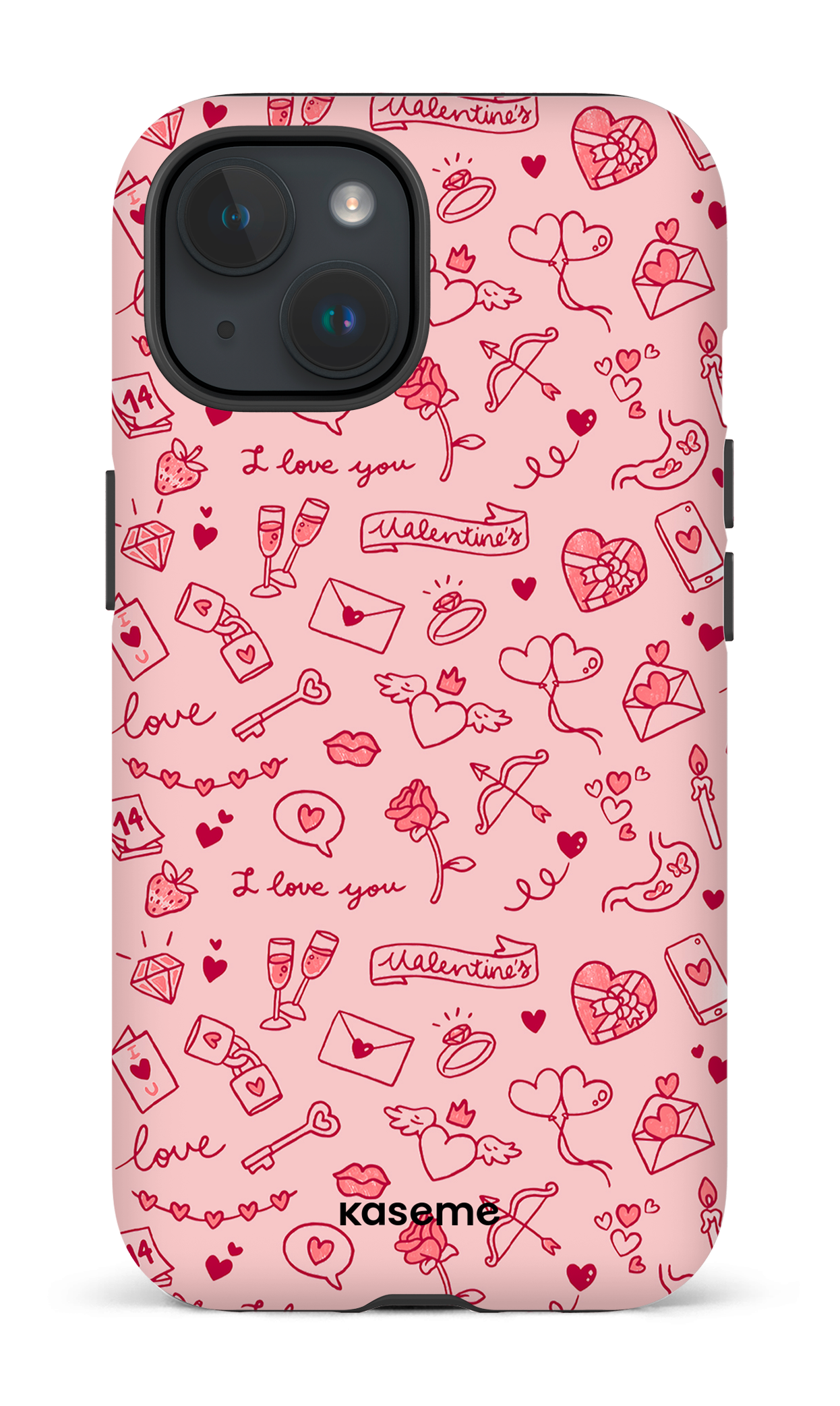 iPhone 15 Tough (Matte) My Valentine pink -